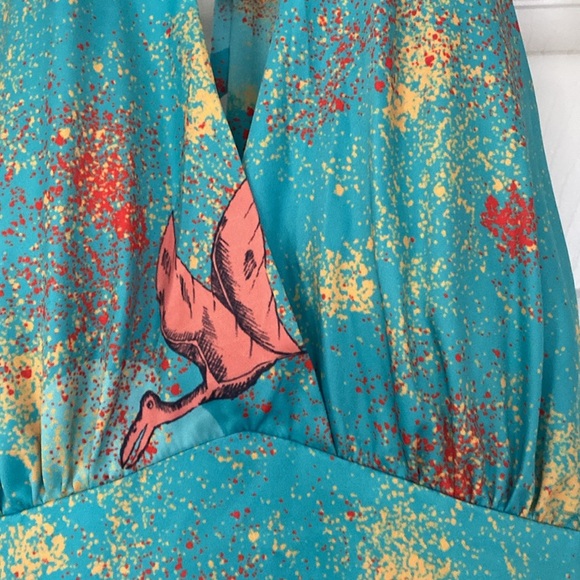 Lindy Bob Pin-Up Vibrant Halter Dress with Dinosaur Print - Picture 4 of 6